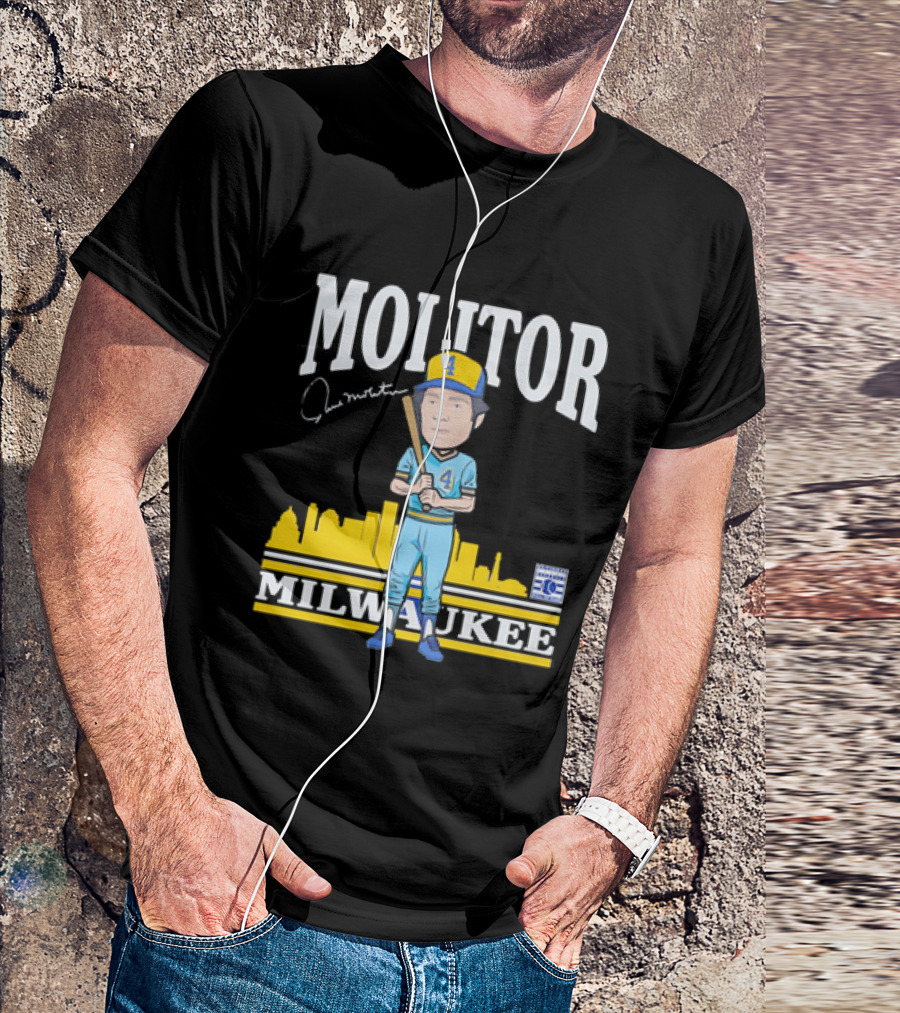 Paul Molitor Milwaukee Brewers Hall Of Fame 4 Caricature City Skyline T-Shirt