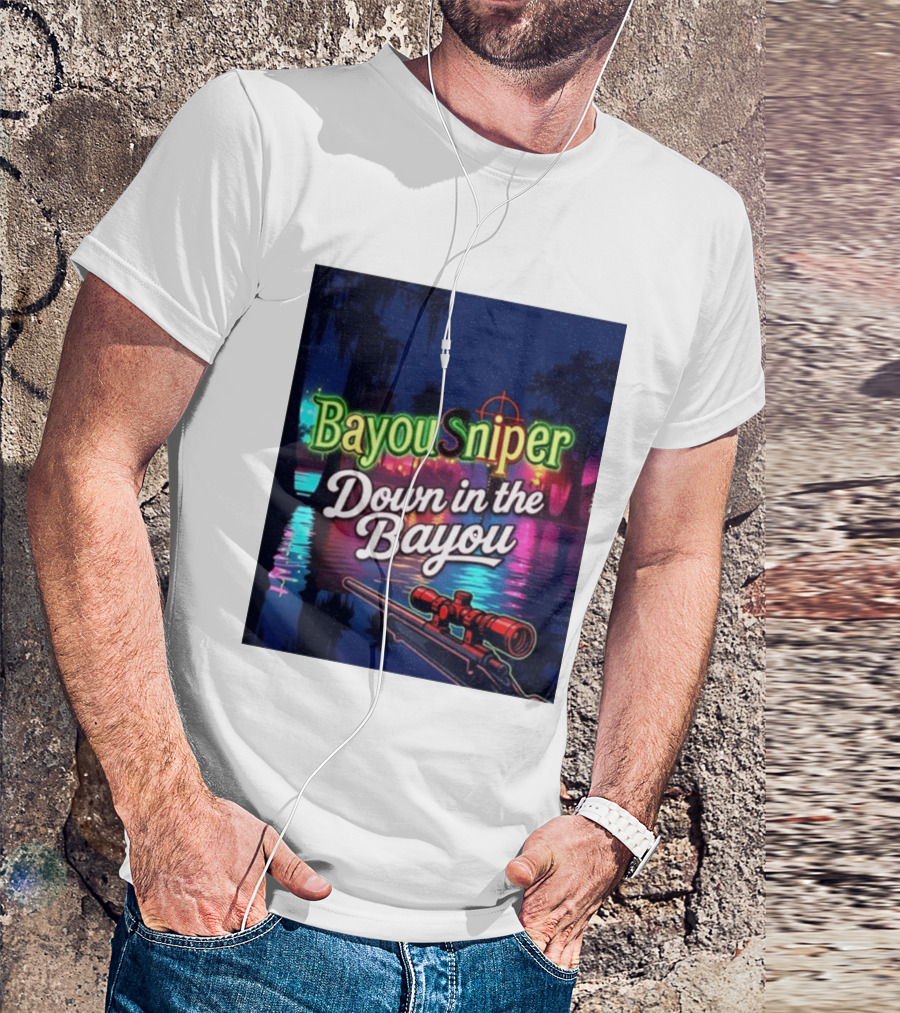Bayou Sniper Down In The Bayou Retro Night Scene T-Shirt