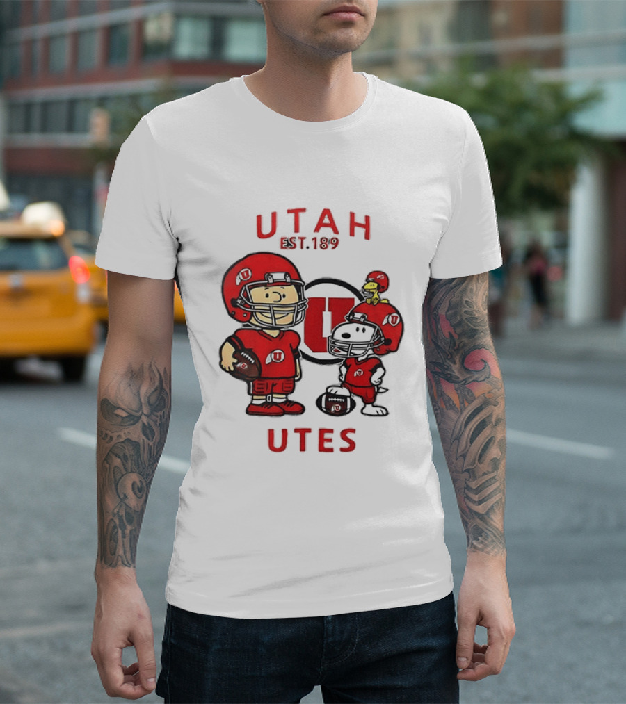 Charlie Brown Snoopy Woodstock Utah Utes EST 1892 Football Team T-Shirt