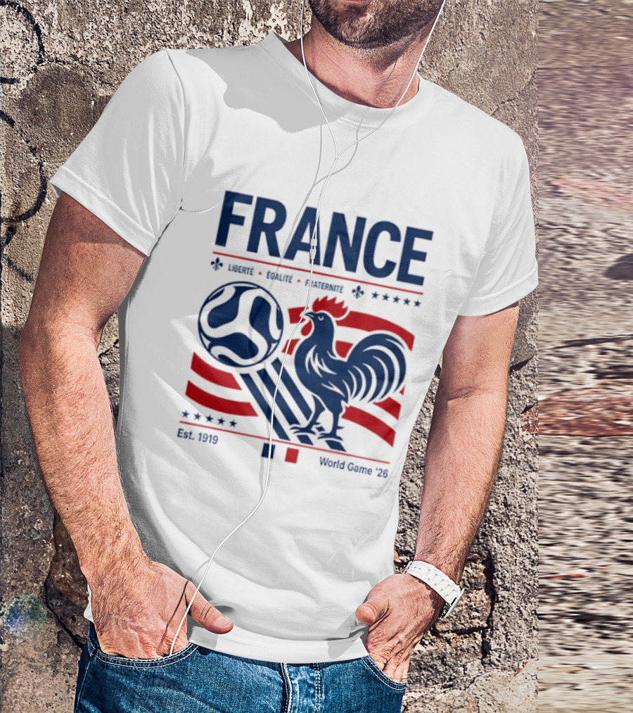 France Liberté Égalité Fraternité Est 1919 Rooster World Game '23 T-Shirt