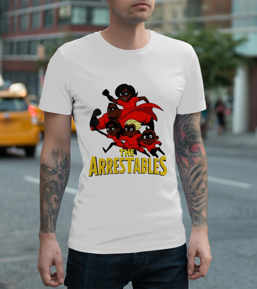The Arrestables Superhero Family In Red Suits T-Shirt