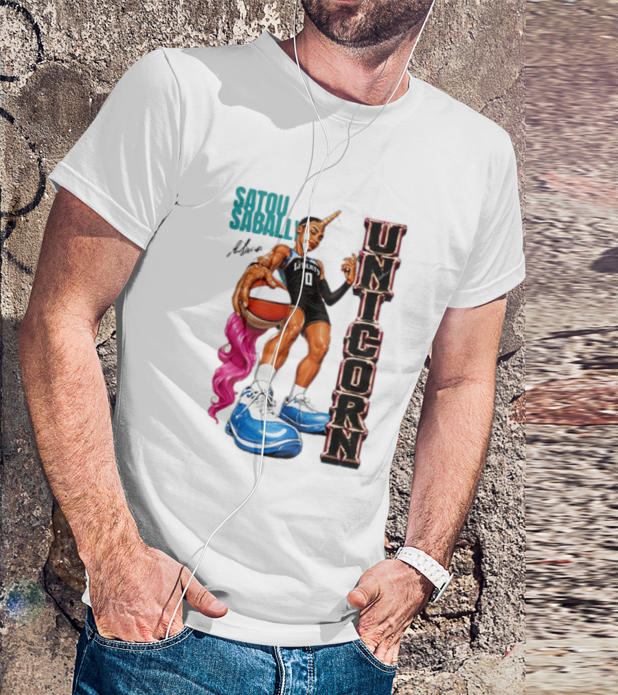 Satou Sabally New York Liberty Unicorn Basketball Player With Ball T-Shirt