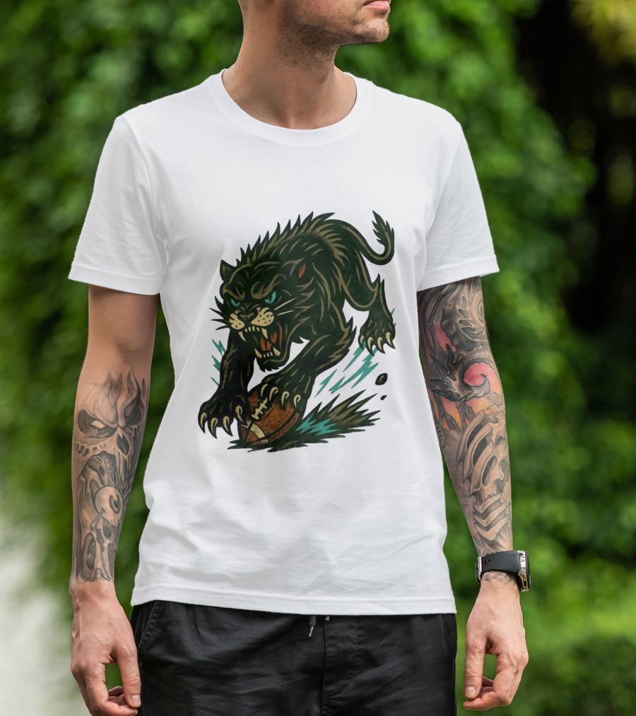 Panther Rushing Football Athletic Team Dynamic Action T-Shirt