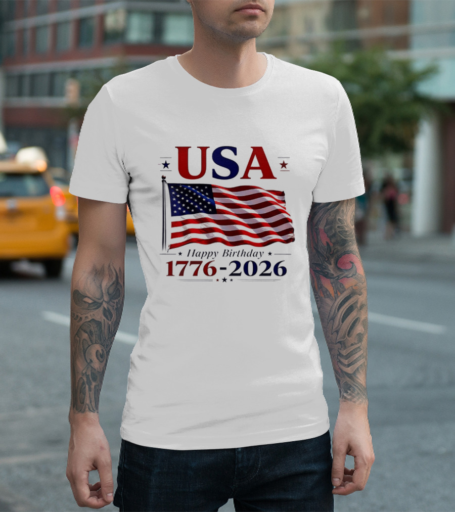 USA Flag Happy Birthday 1776 2026 T-Shirt