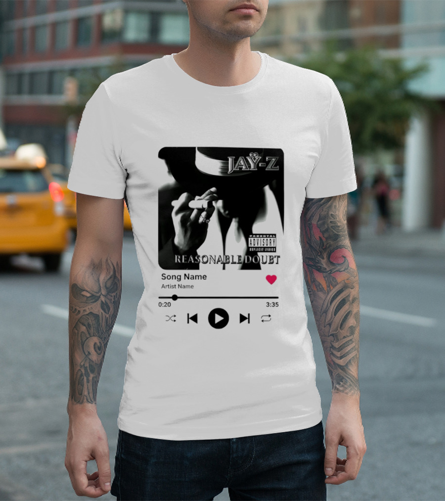 Jay Z Reasonable Doubt Song Name Artist Name Parental Advisory Explicit Content Iconic Album Cover T-Shirt