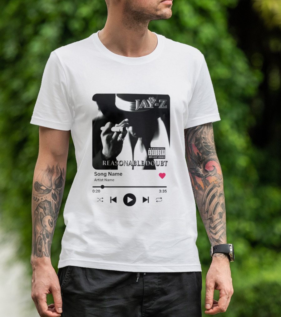 Jay Z Reasonable Doubt Song Name Artist Name Parental Advisory Explicit Content Iconic Album Cover T-Shirt
