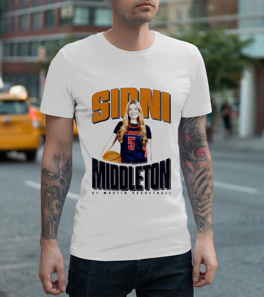 Sidni Middleton 5 UT Martin Skyhawks Basketball T-Shirt