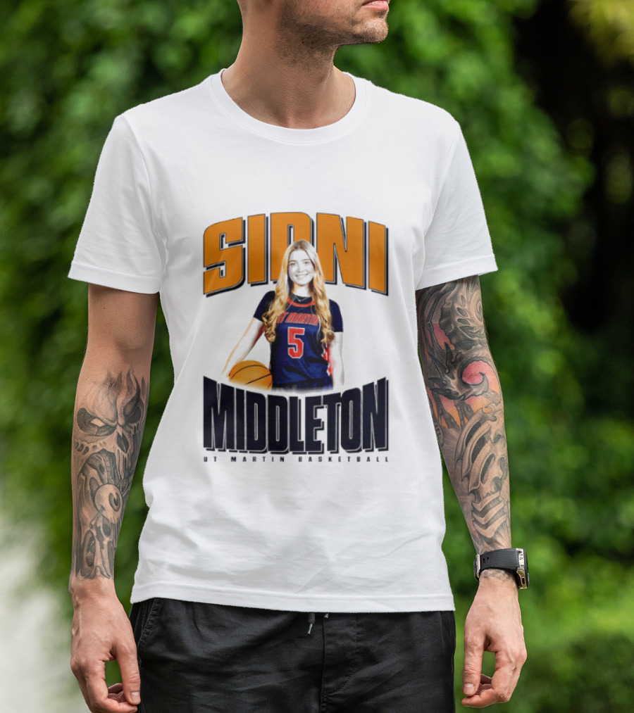 Sidni Middleton 5 UT Martin Skyhawks Basketball T-Shirt