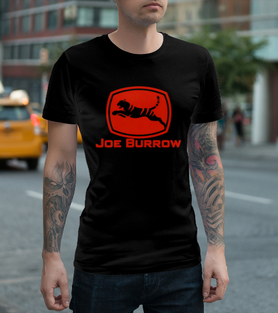 Joe Burrow Cincinnati Bengals Tractor Co Jumping Tiger Oval T-Shirt