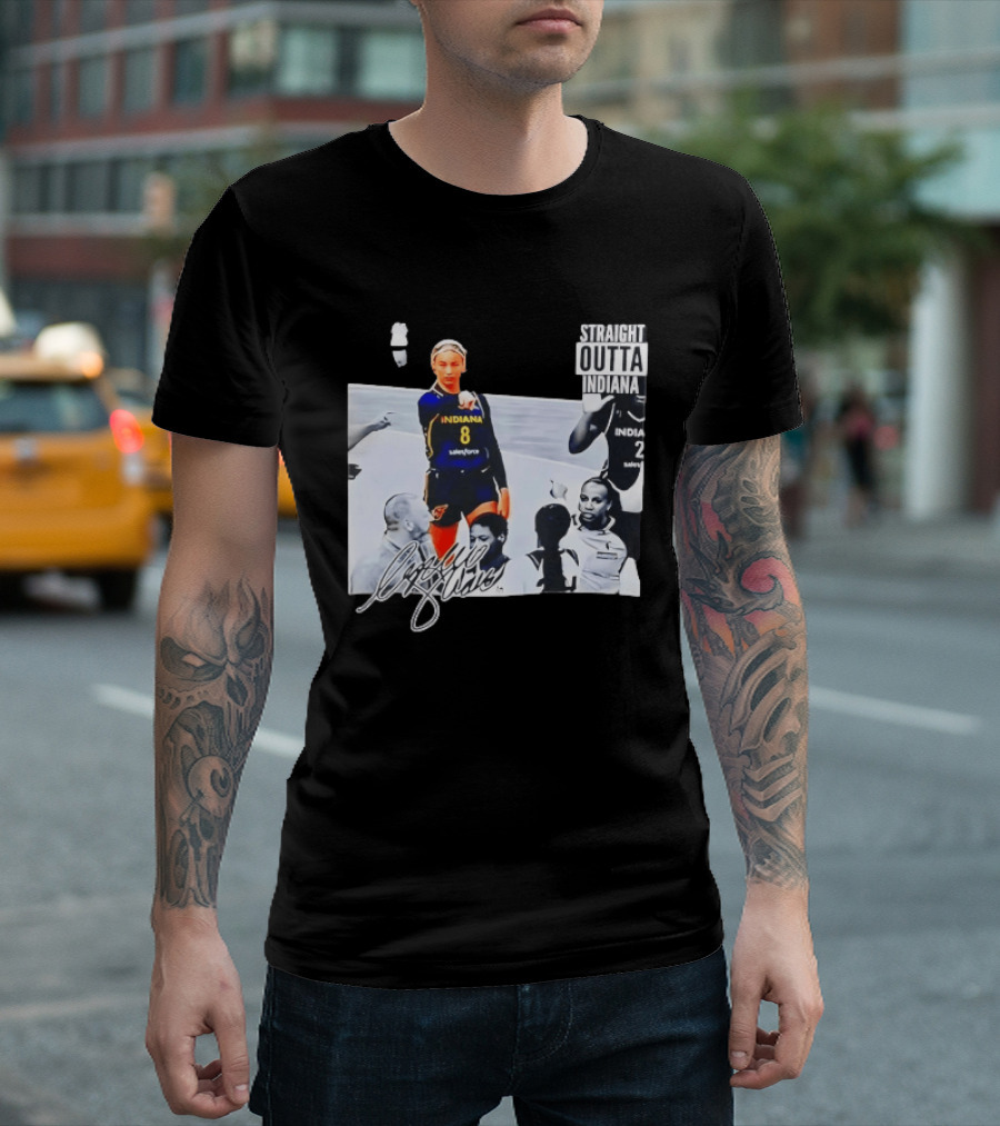 Caitlin Clark Pointing Indiana Fever Basketball Player Straight Outta Indiana T-Shirt