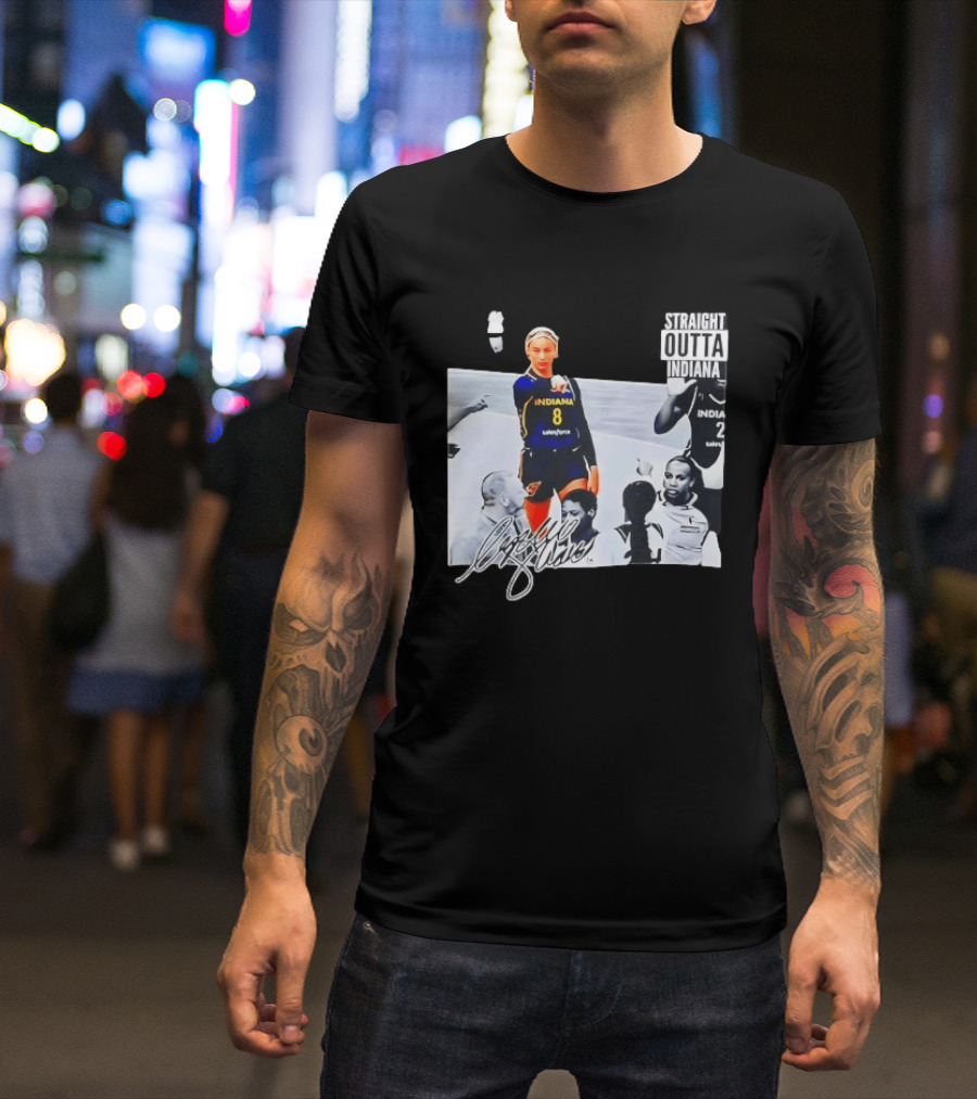 Caitlin Clark Pointing Indiana Fever Basketball Player Straight Outta Indiana T-Shirt