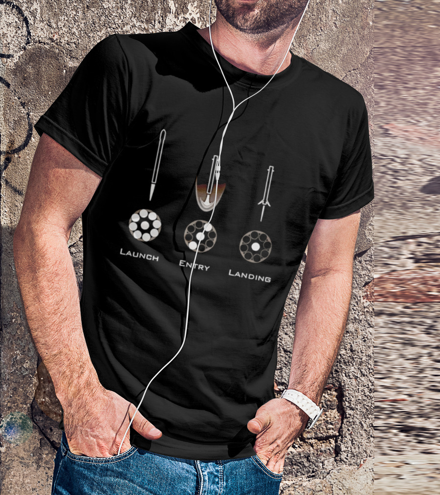 Launch Entry Landing Falcon Rocket Phases T-Shirt