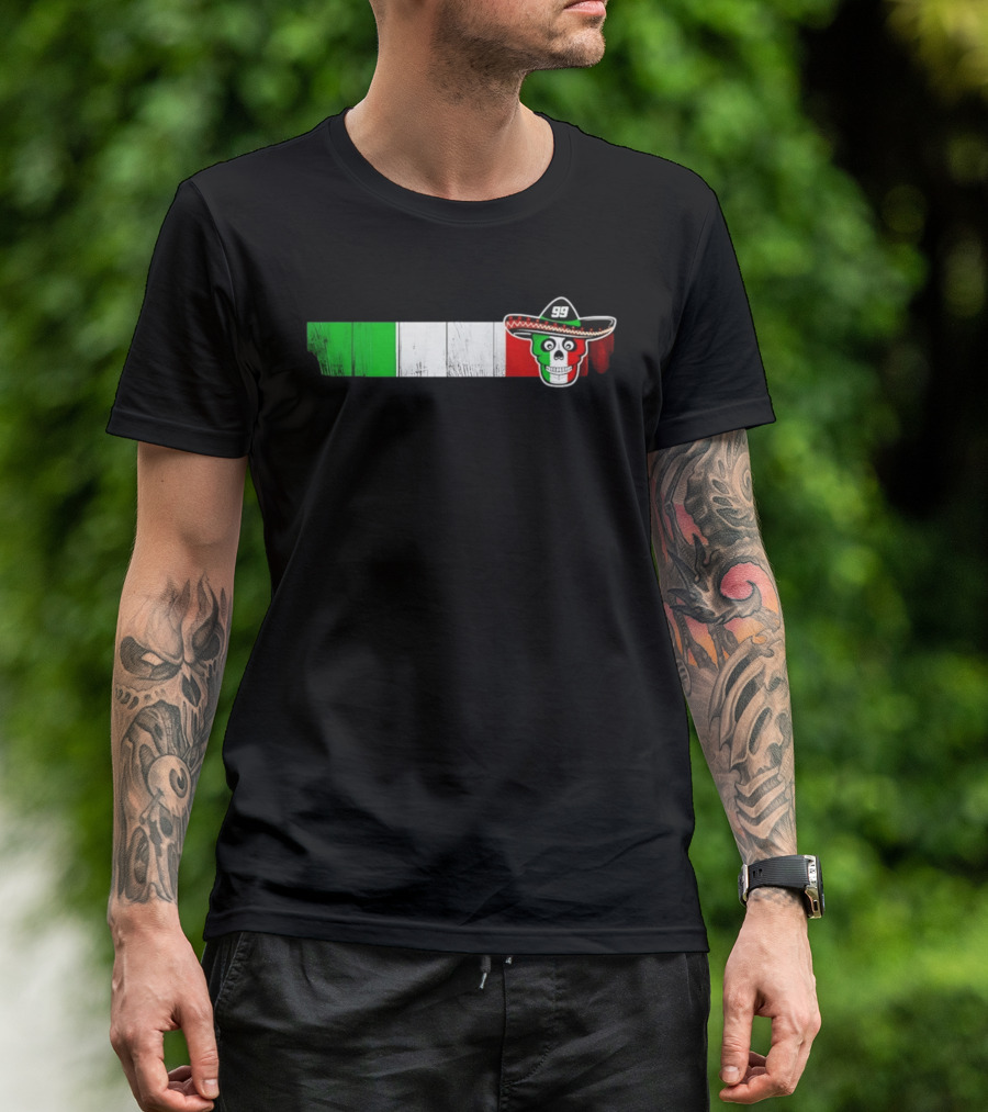 Daniel Suarez 99 Skull Sombrero Mexican Flag T-Shirt