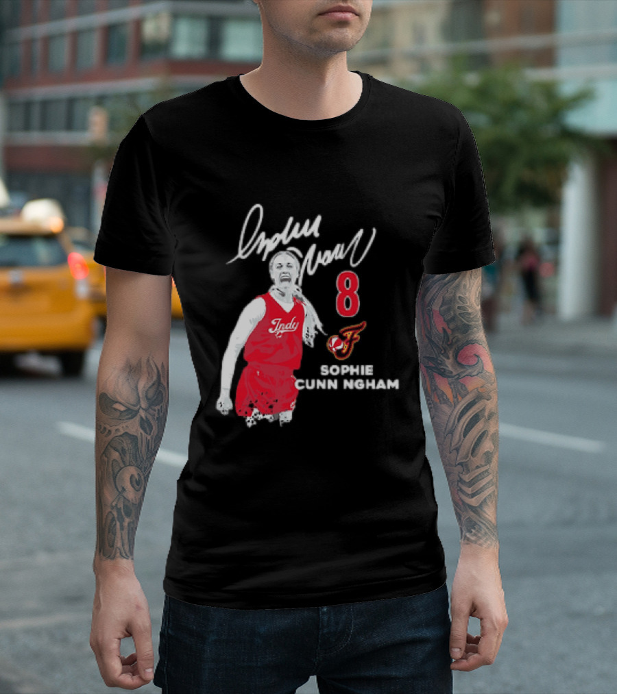 Sophie Cunningham Indiana Fever Indy Basketball 8 Distressed Player T-Shirt