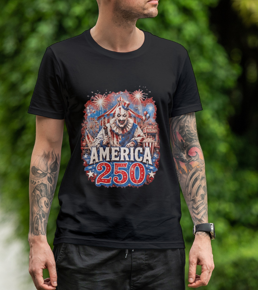 America 250 Clown Terrifier Carnival Fireworks Celebration T-Shirt