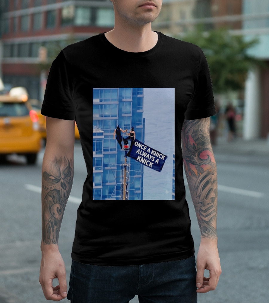 New York Knicks Once A Knick Always A Knick Flag Empire State Building NYC T-Shirt