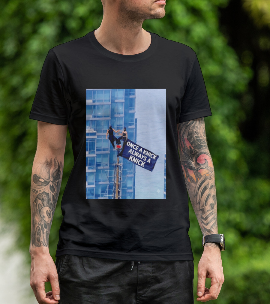 New York Knicks Once A Knick Always A Knick Flag Empire State Building NYC T-Shirt