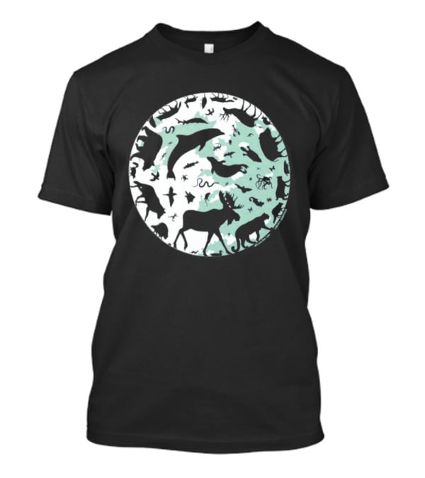 Night Animals Silhouette Circle Adult Navy 2026 T-Shirt