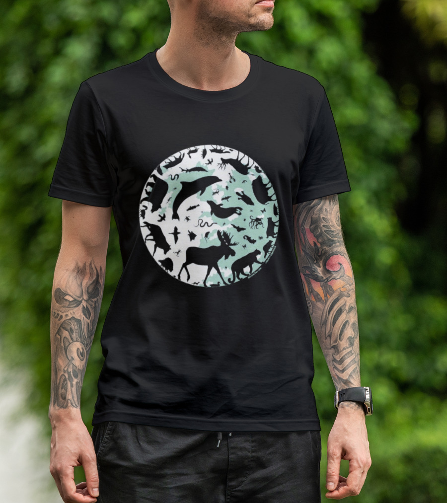 Night Animals Silhouette Circle Adult Navy 2026 T-Shirt