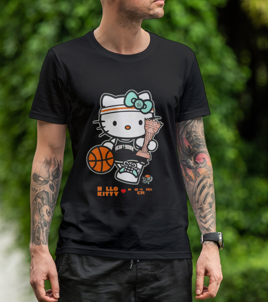 Hello Kitty New York Liberty 2026 WNBA Commissioner's Cup Basketball 30th Anniversary T-Shirt