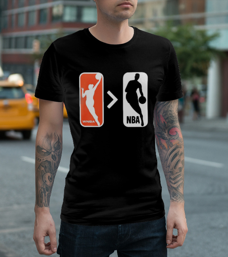 WNBA Logo Greater Than NBA Logo Comparison T-Shirt