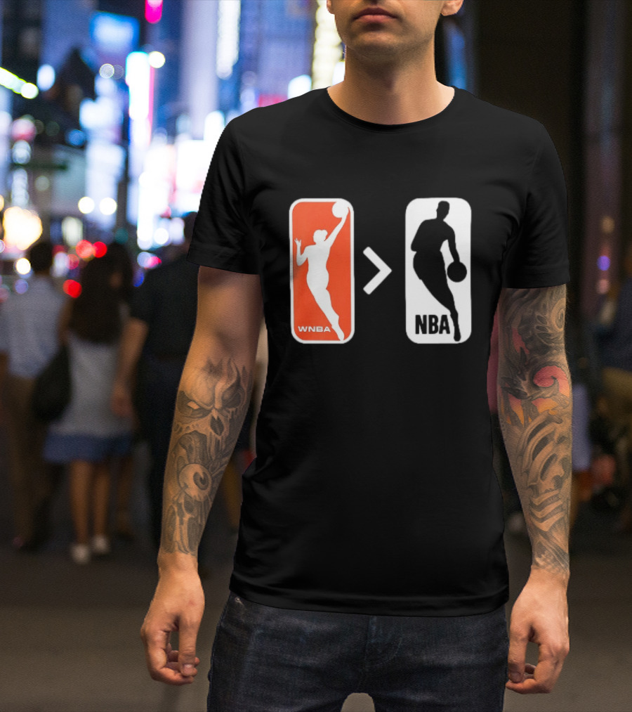 WNBA Logo Greater Than NBA Logo Comparison T-Shirt