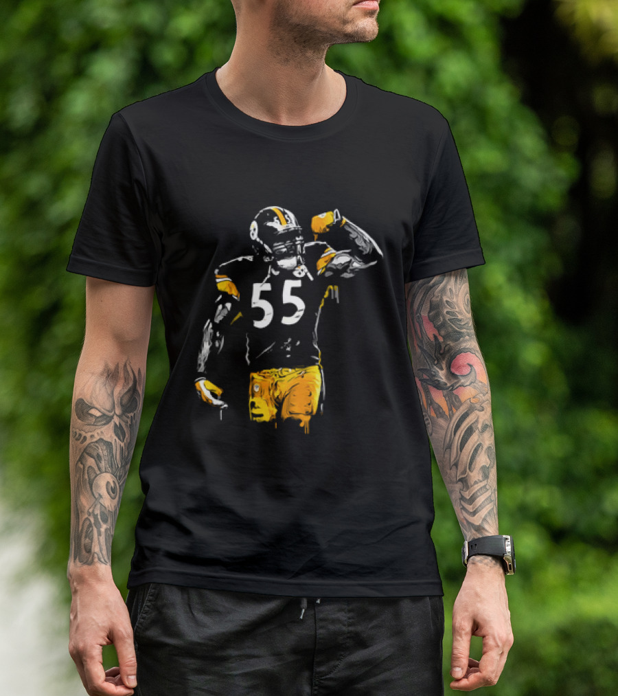 Pittsburgh Steelers Number 55 Football Player Drip T-Shirt