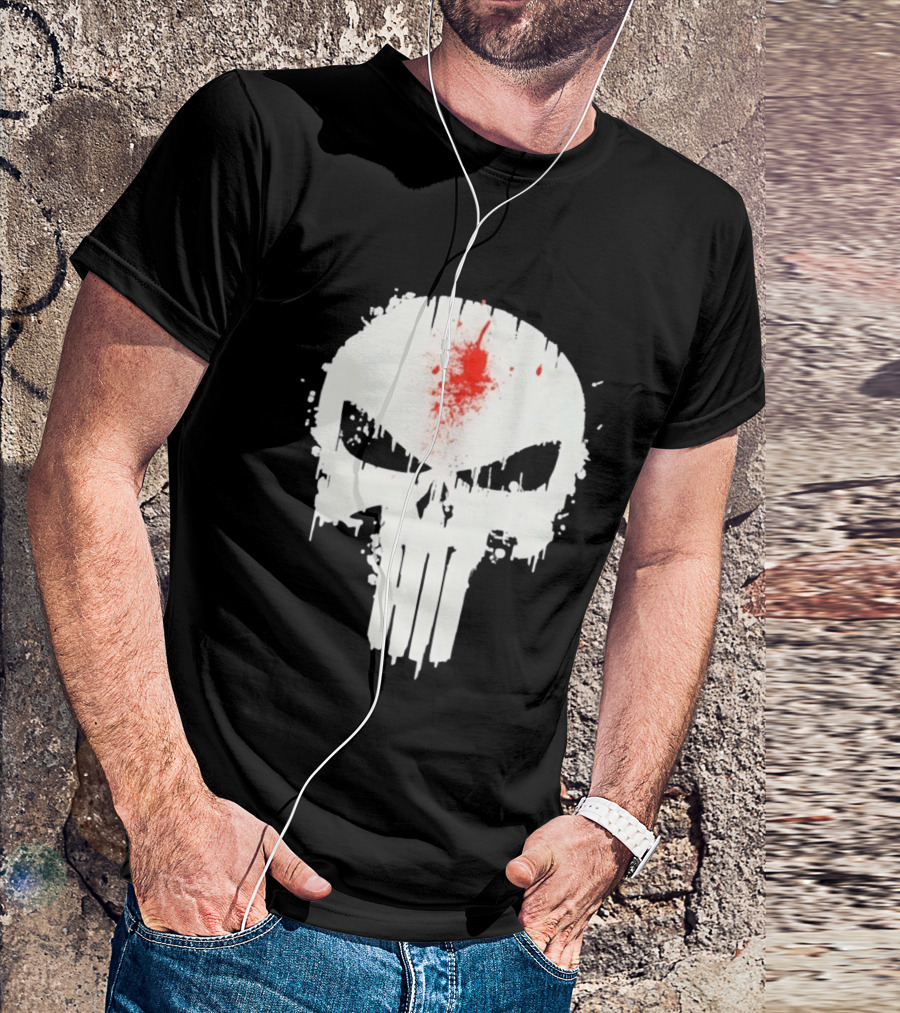 Punisher Skull Bleeding Head Shot T-Shirt