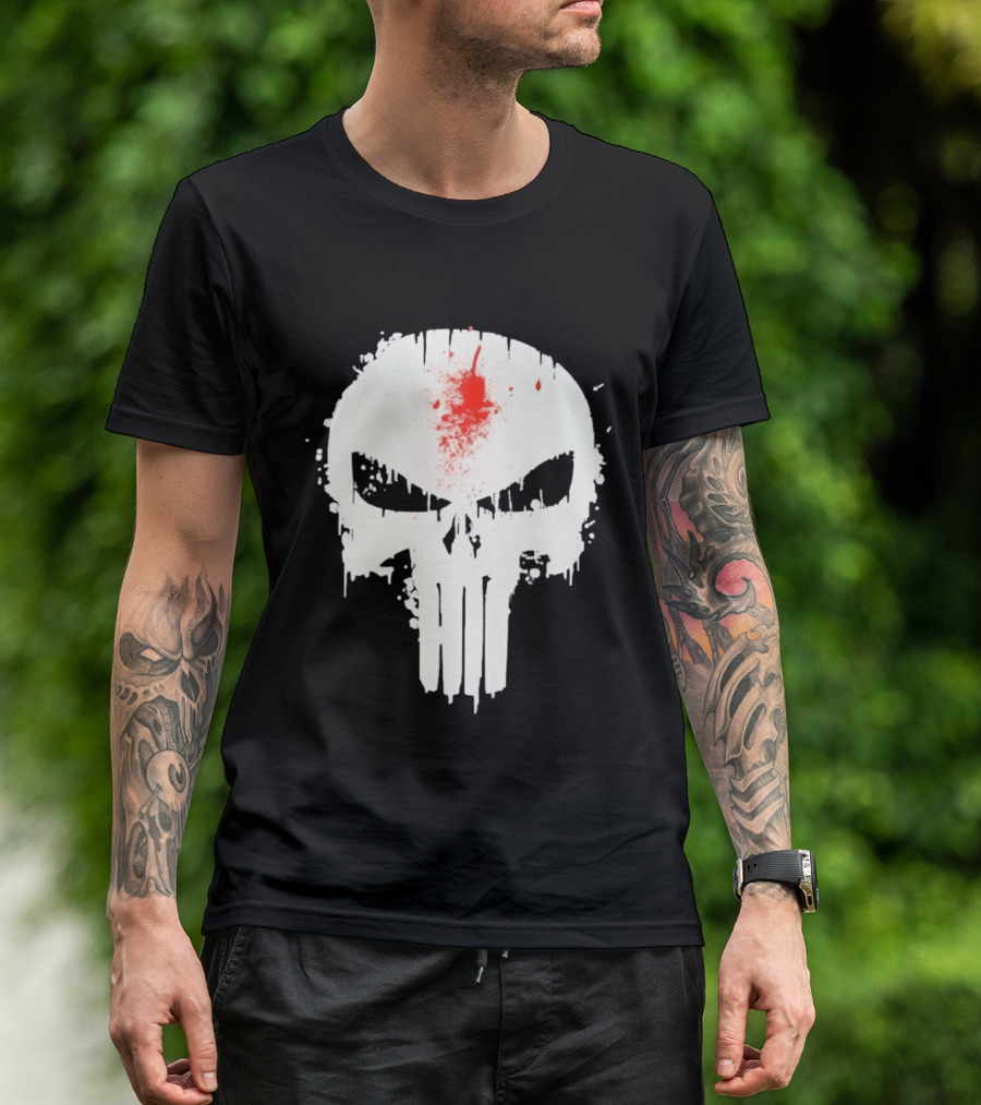 Punisher Skull Bleeding Head Shot T-Shirt
