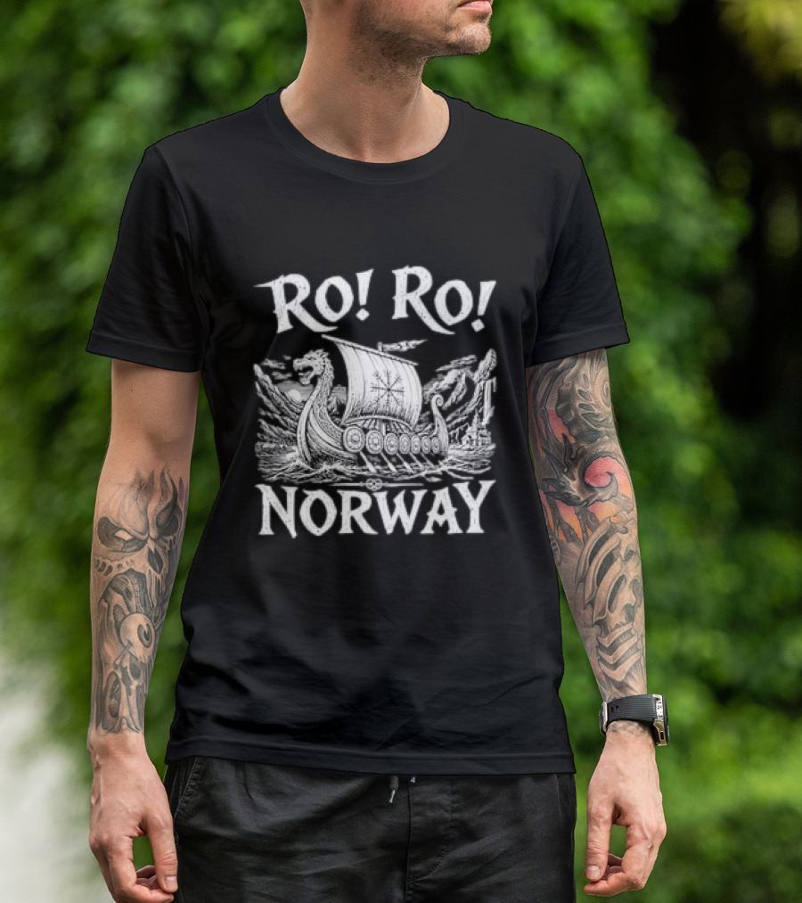 Ro Ro Norway Viking Longship Illustration Nordic Adventure T-Shirt