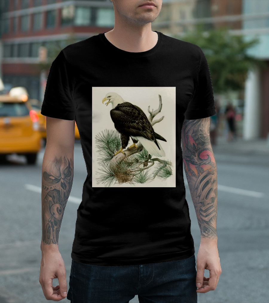 Roger Tory Peterson Bald Eagle Illustration On Stone Background 2026 T-Shirt