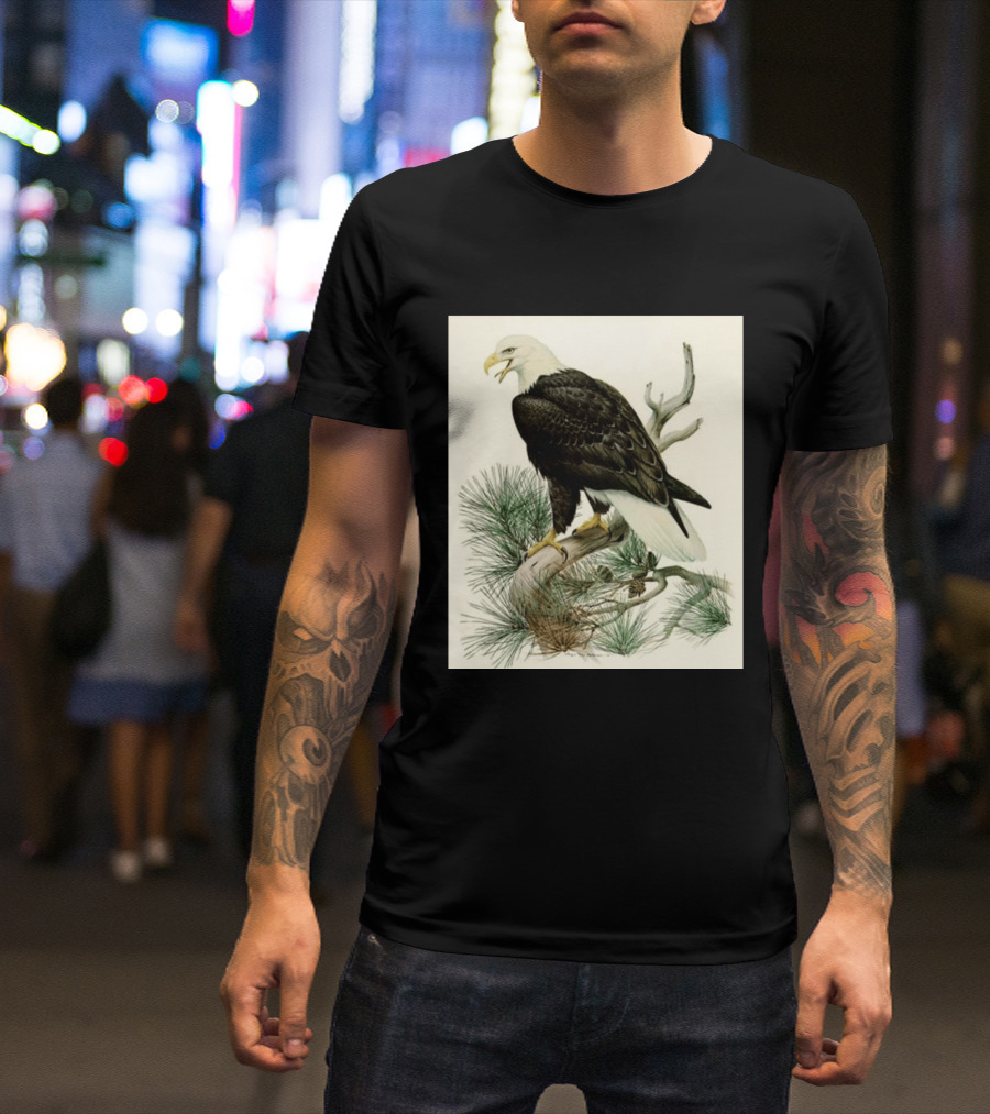 Roger Tory Peterson Bald Eagle Illustration On Stone Background 2026 T-Shirt