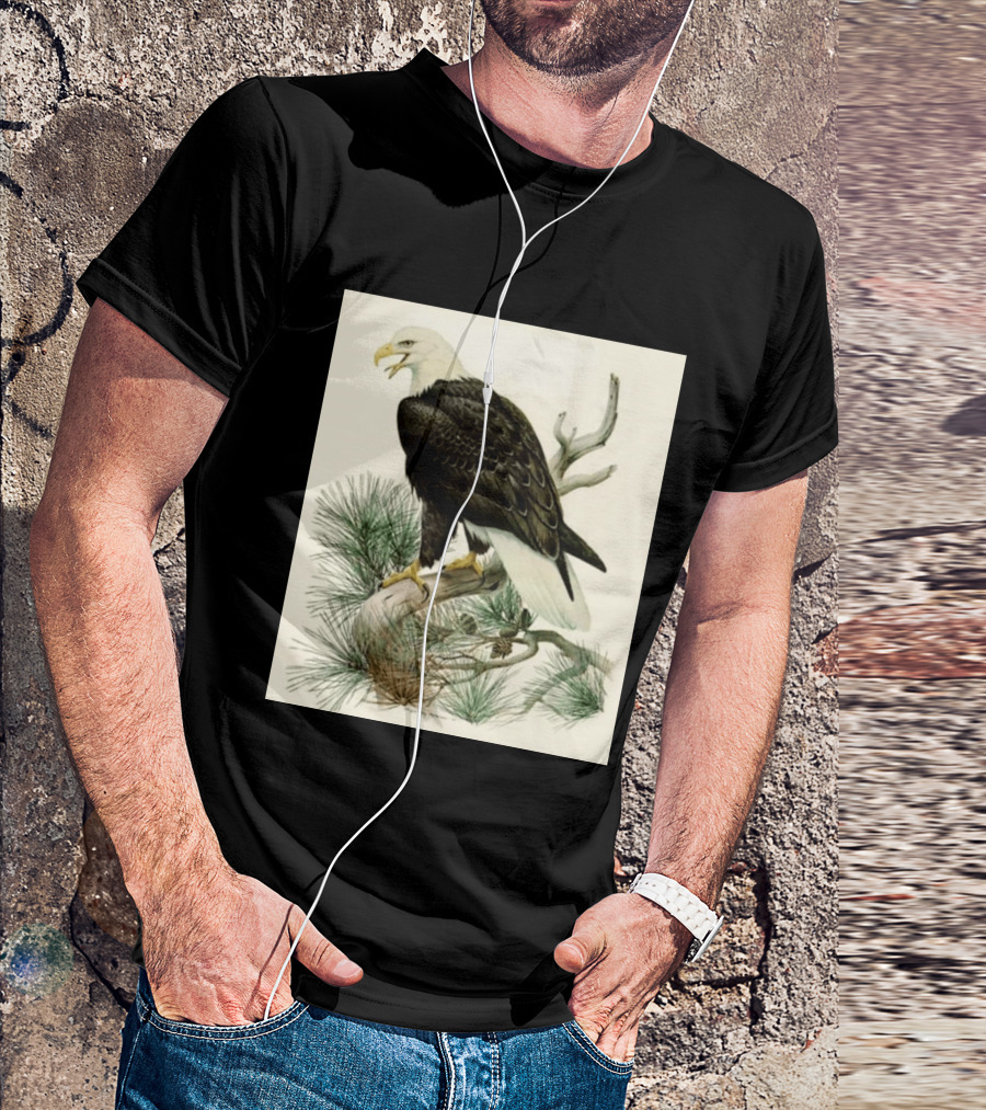 Roger Tory Peterson Bald Eagle Illustration On Stone Background 2026 T-Shirt