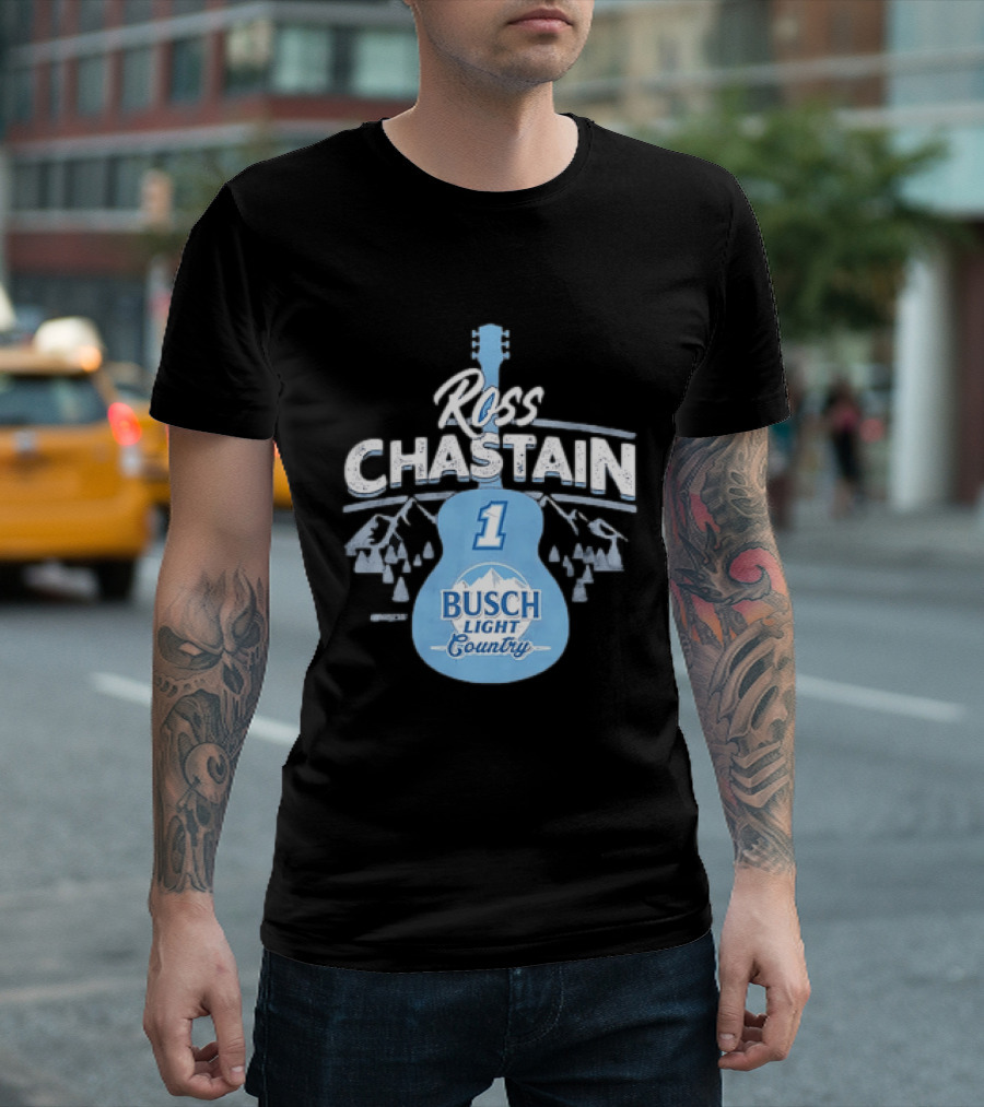 Ross Chastain No 1 Busch Light Country Guitar T-Shirt