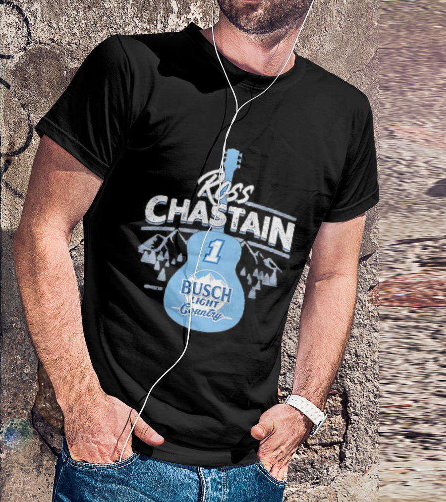 Ross Chastain No 1 Busch Light Country Guitar T-Shirt