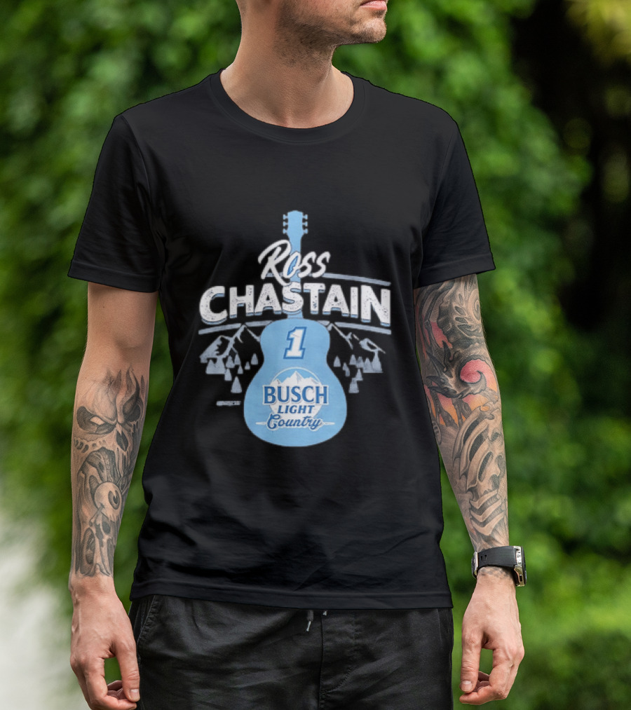 Ross Chastain No 1 Busch Light Country Guitar T-Shirt