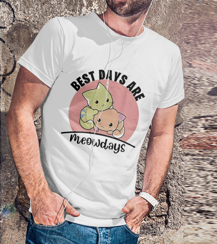 Best Days Are Meowdays Cute Cartoon Cats Hugging T-Shirt