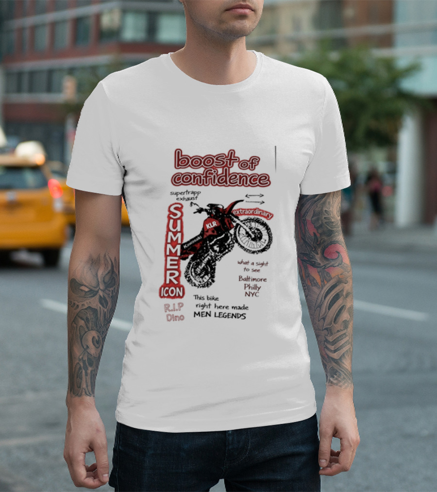 Boost Of Confidence Kawasaki KLR Summer Icon RIP Dino Men Legends T-Shirt