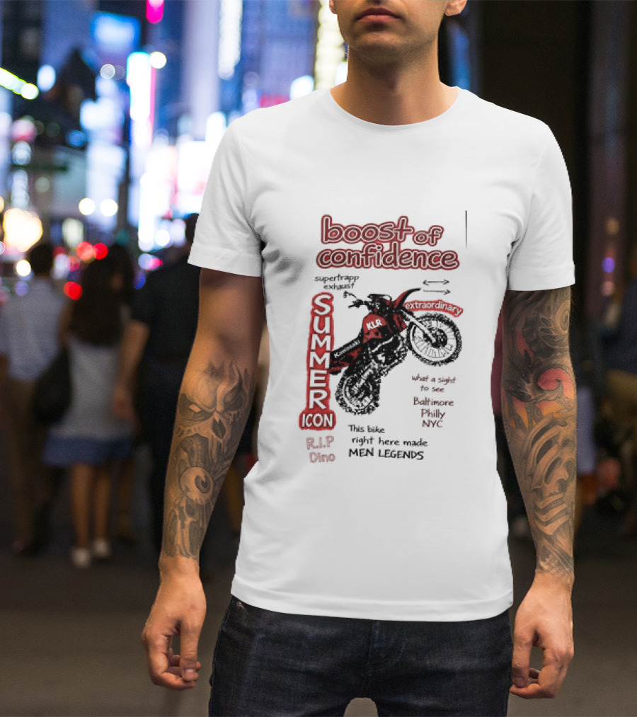 Boost Of Confidence Kawasaki KLR Summer Icon RIP Dino Men Legends T-Shirt