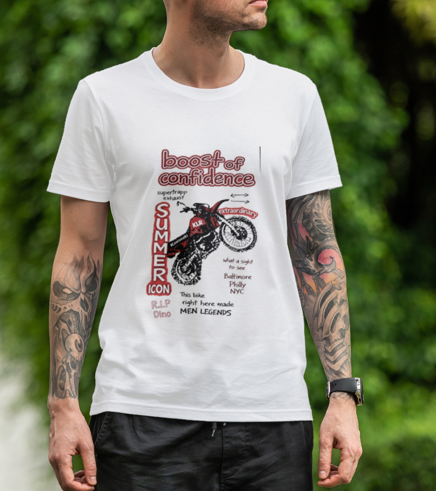 Boost Of Confidence Kawasaki KLR Summer Icon RIP Dino Men Legends T-Shirt