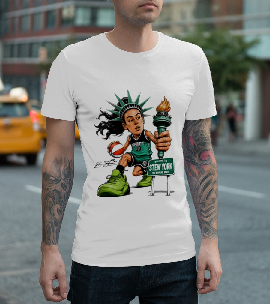 New York Liberty Breanna Stewart Stew York Torch Statue Basketball T-Shirt