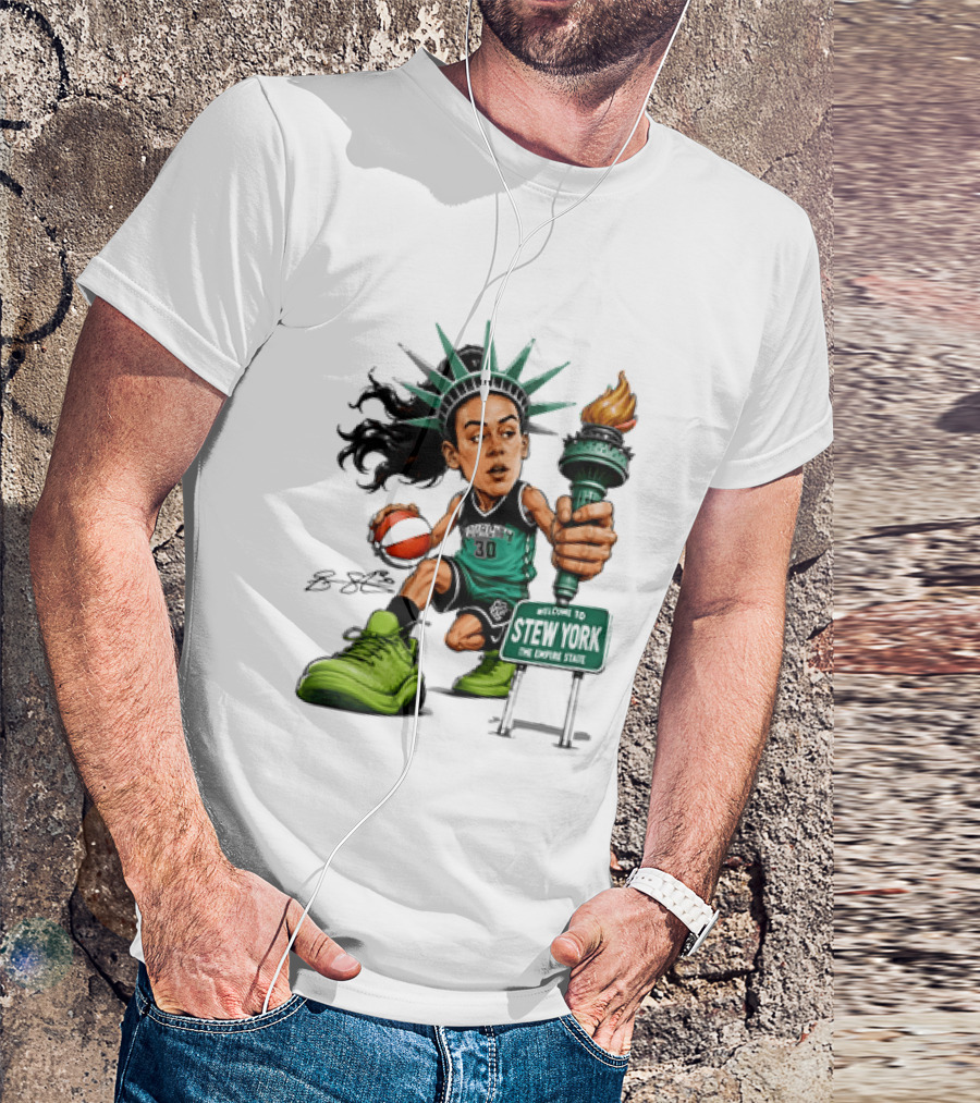 New York Liberty Breanna Stewart Stew York Torch Statue Basketball T-Shirt