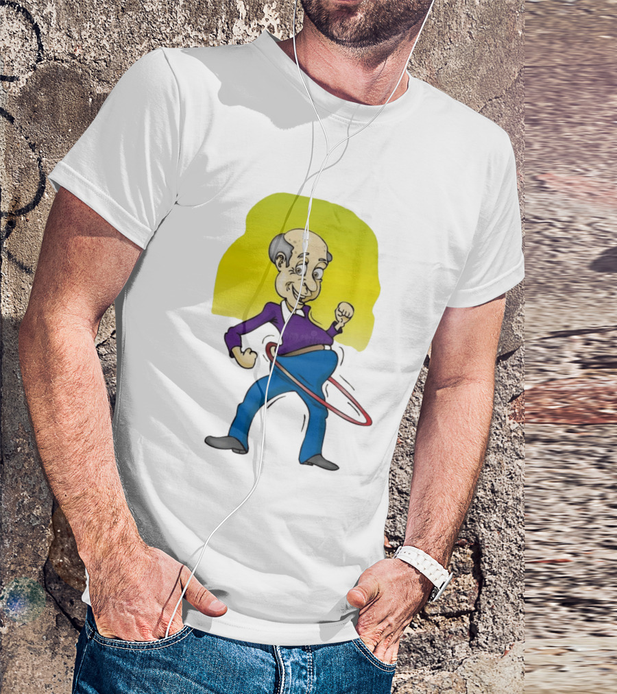 Elderly Man Hula Hooping Joyfully With Fist Pump T-Shirt