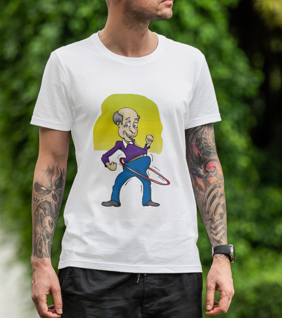 Elderly Man Hula Hooping Joyfully With Fist Pump T-Shirt