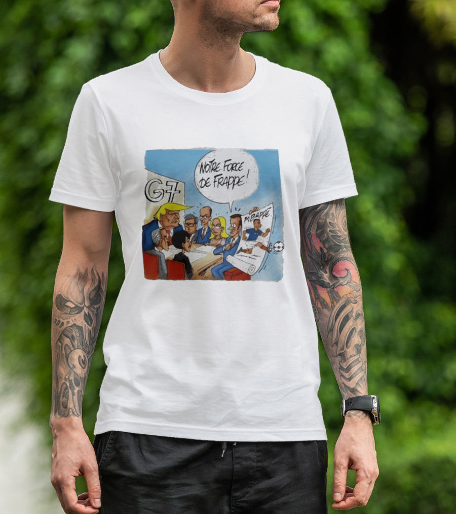 G7 Notre Force De Frappe Mbappe Cartoon Conference Scene T-Shirt