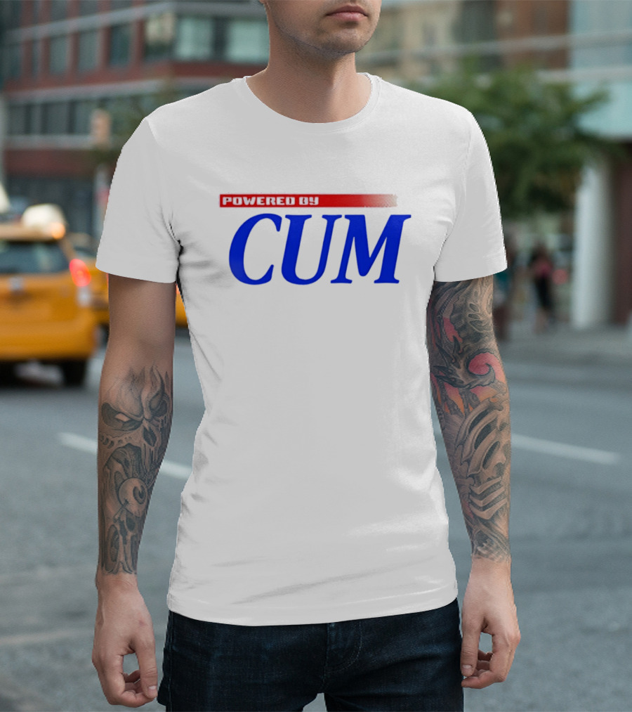 Powered By Cum Blue T-Shirt
