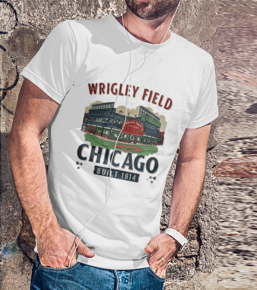 Wrigley Field Chicago Built 1914 Vintage Baseball Stadium Architecture T-Shirt