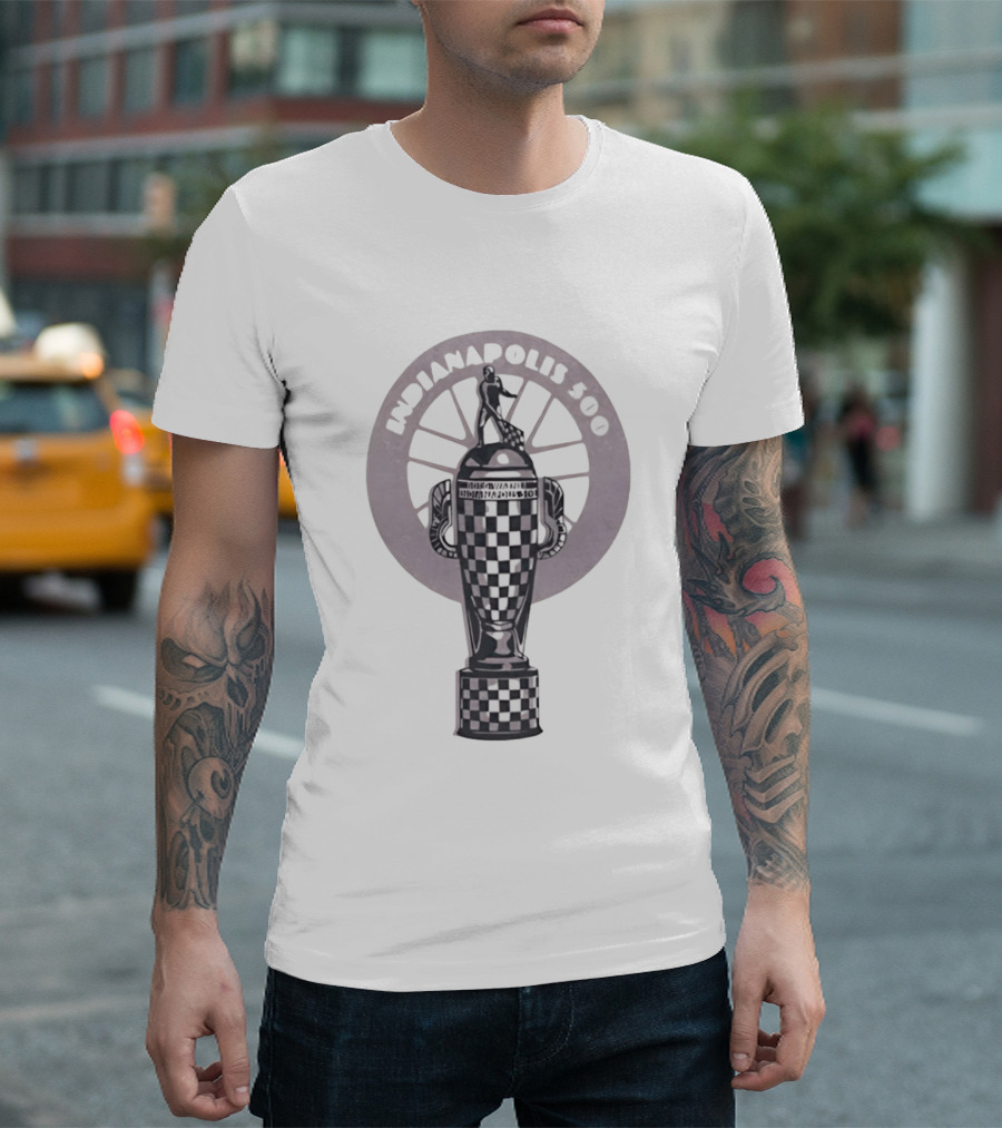 Indianapolis 500 Borg Warner Trophy Checkered Cup T-Shirt
