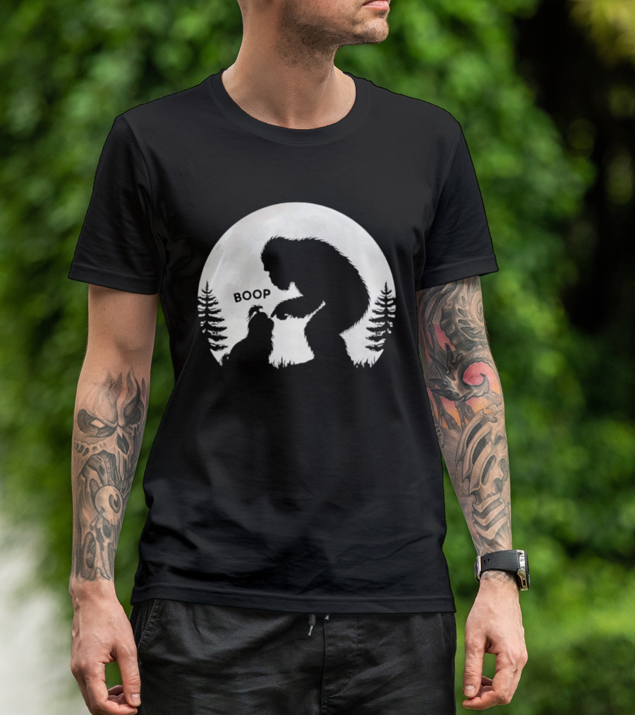Bigfoot Boop Shih Tzu Moon Silhouette Forest Scene T-Shirt
