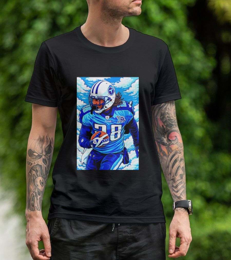 Chris Johnson 28 Tennessee Titans Running Back Football T-Shirt